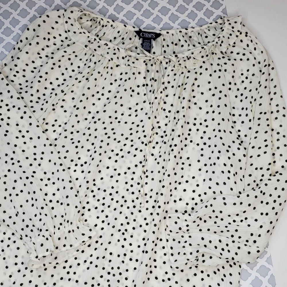 Chaps polka dot blouse size small
